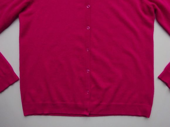 Cashmere cardigan L Lochmere EWM bright magenta pink crew neck long sleeved knit - Picture 11 of 16